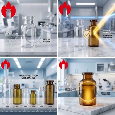 USP Type I Borosilicate Glass Vials 2ml 5ml 10ml Crimp Neck GMP Factory Direct Supply